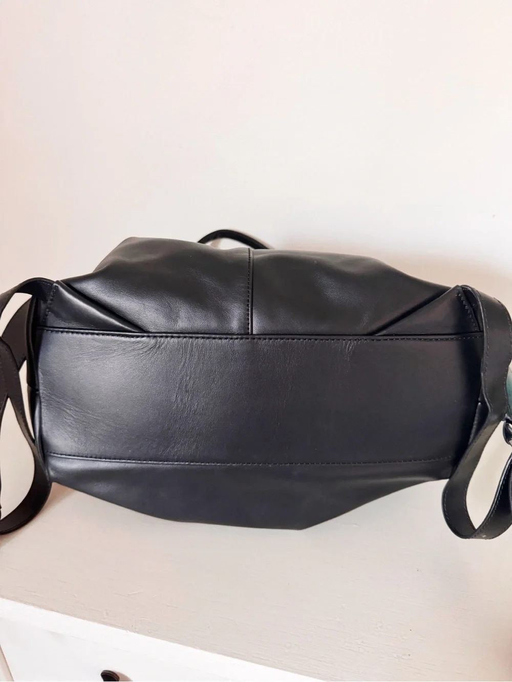 Emporio Armani Black Leather Backpack with Red Accent
